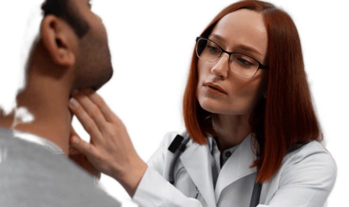 доктор осматривает пациента с раком гипофиза