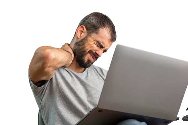мужчина с болью в шее