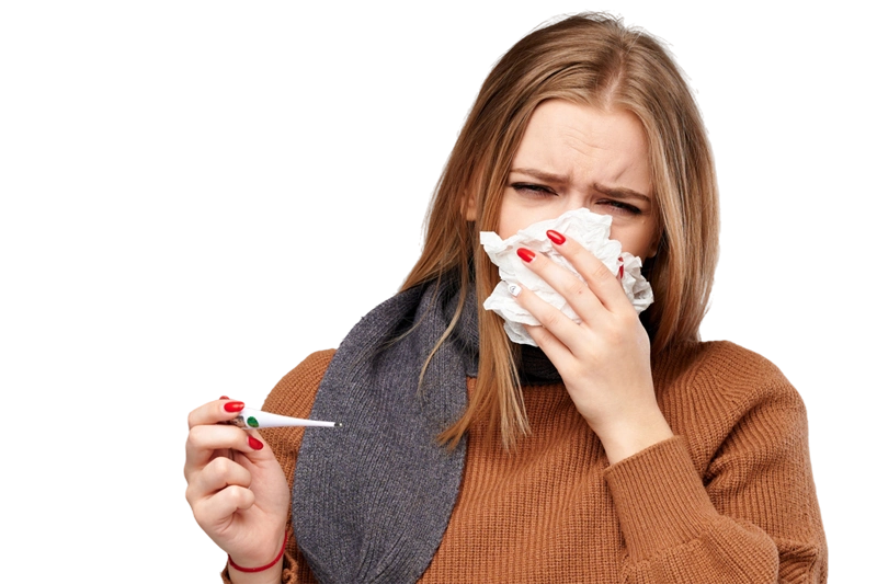 женщина с градусником в руках чувствует себя больной